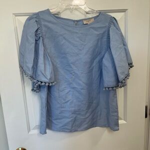 LOFT Sky Blue Blouse with Puff Sleeves